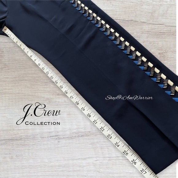J.Crew Collection NWT navy embellished tuxedo striped pants *shop@iamwarrior - Picture 8 of 11
